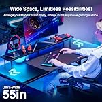 GTRACING 55 Inch Gaming Desk with LED Lights, Computer Gamer Desk with Monitor Stand, Ergonomic Carbon Fiber Surface Gaming Table with Mouse Pad for Home Office, RGB - Image 5