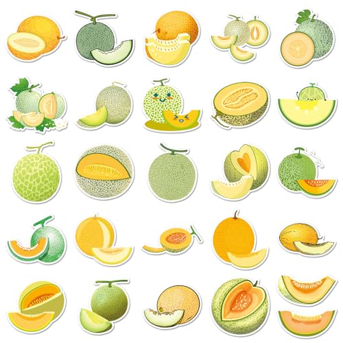Cute Cantaloupe Vinyl Stickers, 50 PCS Waterproof Hami Melon Decals for Laptops Scrapbooking, Journals, Notebooks - Image 3