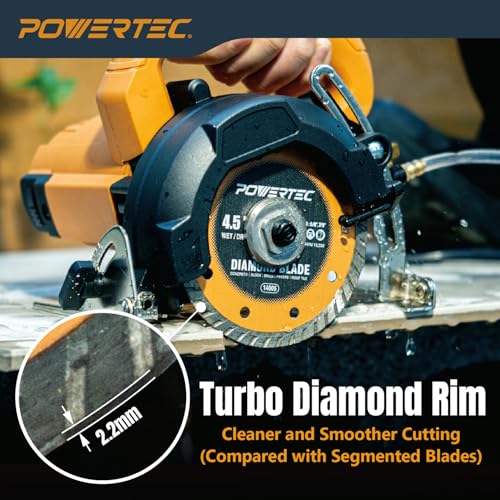 Image of POWERTEC 4-1 /2 inch Turbo Diamond Saw Blade for Angle Grinder, Diamond Blade for Cutting Concrete, Granite, Brick, Paver, Roofing Tile, 4.5 inch Diamond Blades for Wet /Dry Cutting, 3 Pack (14005-P3)
