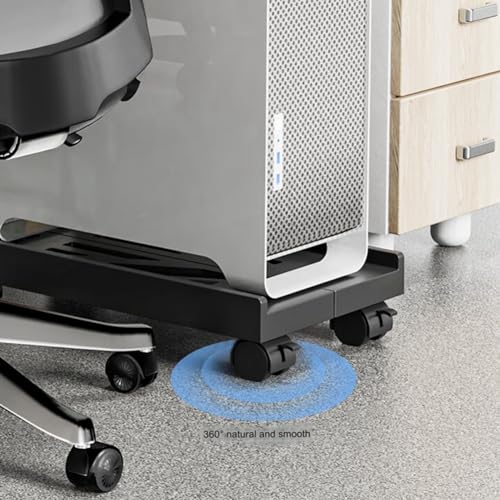 Soporte para CPU Móvil Ajustable, Soporte para Torre de PC con Ventilación y 4 Ruedas Giratorias, Soporte Bajo Escritorio miniatura 3