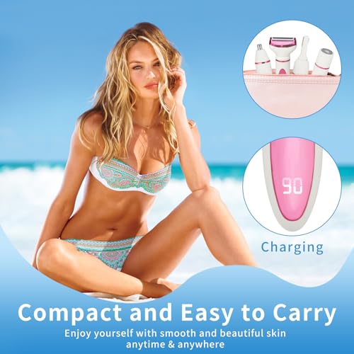 Image of Wet & Dry Electric Razor for Women Men,4 in 1 Rechargeable Led Display Electric Shaver and Facial Hair Remover,Painless Ladies Body Razors for Nose Face Body Leg Bikini Arm Hair (Purple)