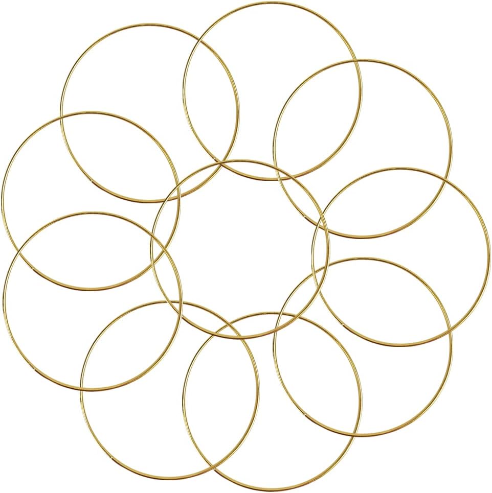 Sntieecr 12 inch/ 30 cm Metal Floral Hoop Wreath Macrame Gold Hoop ...