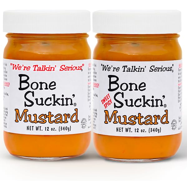 Bone Suckin' Sauce Paquete variado de mostaza, sin OMG, sin gluten y grasa, condimento de gran sabor (original + dulce y picante)