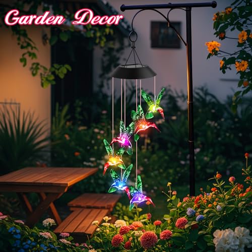 Image of Winzwon Gifts for Mom Mothers Day from Daughter Solar Hummingbird Wind Chimes Outdoor Mobile Hang Garden Patio Porch Birthday Gifts for Grandma Women