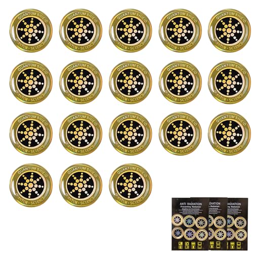18 PCS Pegatinas de Protección de Teléfono Dorado, Inhibidor de Señal Movil, Electromagnetic...