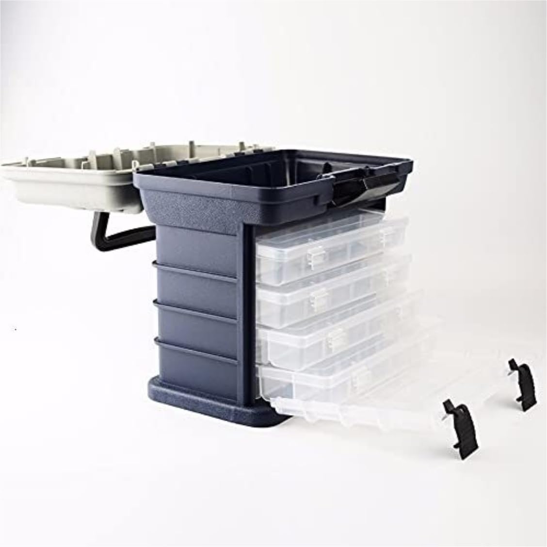 Scatola per Attrezzatura da Pesca Scatola Porta Attrezzi da Pesca Contenitore Multistrato per Esche da Pesca Scatola con Manico in Plastica Esche da Pesca Ami da Pesca Valigetta da Pesca(Grün)