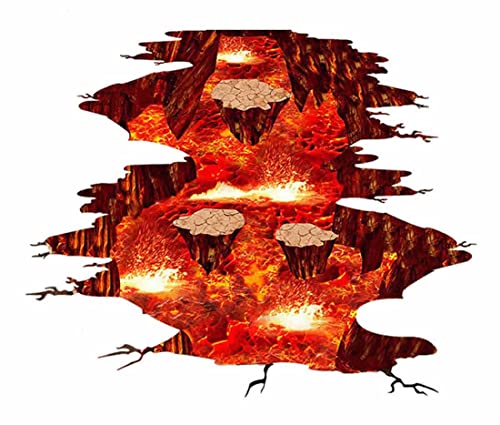 Quanhaigou 3D Space Wall Decals Removable Floor Flame and Volcano