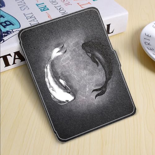 CAEITLRSO Estuche para Kindle Pez Blanco Y Negro Estuche Estampado para Kindle Voyage Estuche 2014 No. Nm460Gz – Estuche para Kindle Voyage (Publicado En 2014, Modelo No. Nm460Gz) – Estuche Pintado