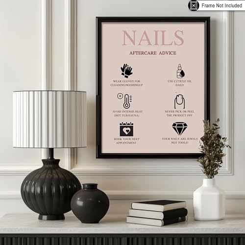 Image of Poster Master Nails Aftercare Advice Print - Manicure Poster - Fashion Art - Trendy Gift for Men, Women & Fashionista - Chic Pop Art Decor for Salon, Spa or Nail Bar - 18x24 UNFRAMED Wall Art