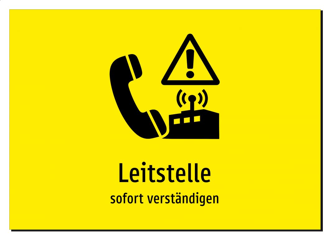 35907-DE-S-13 | Leitstelle - sofort verständigen | Aufkleber A2, 594 x 420mm | mit Symbolgrafik und Text