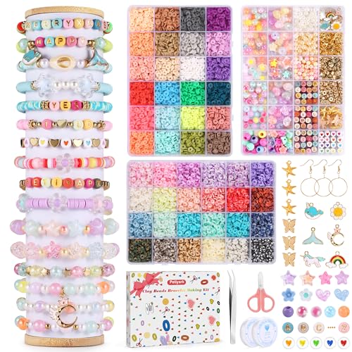 Petiyark 10525 Piezas Cuentas para Pulseras, 48 Colores Kit para Hacer Pulseras, Abalorios para Hacer Pulseras, Caja para Hacer Pulseras te permite Hacer Pulseras, Collares y Pendientes de Bricolaje
