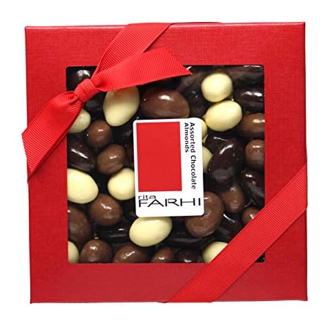 Rita Farhi Milk, Dark and White Chocolate Coated Almonds in a Luxury Gift Box 210 g Cover