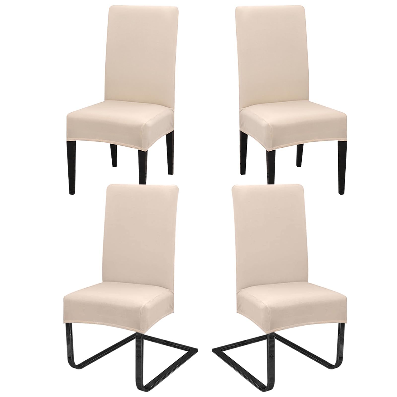 Alishomtll Set di 4 coprisedia in pelle sintetica elasticizzata, in poliuretano, per sedie basculanti, rimovibili, per sala da pranzo, per cucina, ristorante, hotel (blu pavone