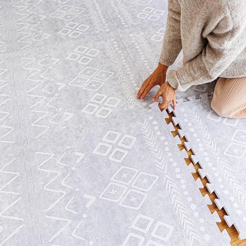 Image of Lillefolk Baby Play Mat for Floor – 4x6ft Gray | Soft Non Toxic Premium EVA Foam Tiles for Tummy Time, Crawling & Playroom – Waterproof Interlocking Floor Mat for Babies & Toddlers (6 Tiles)