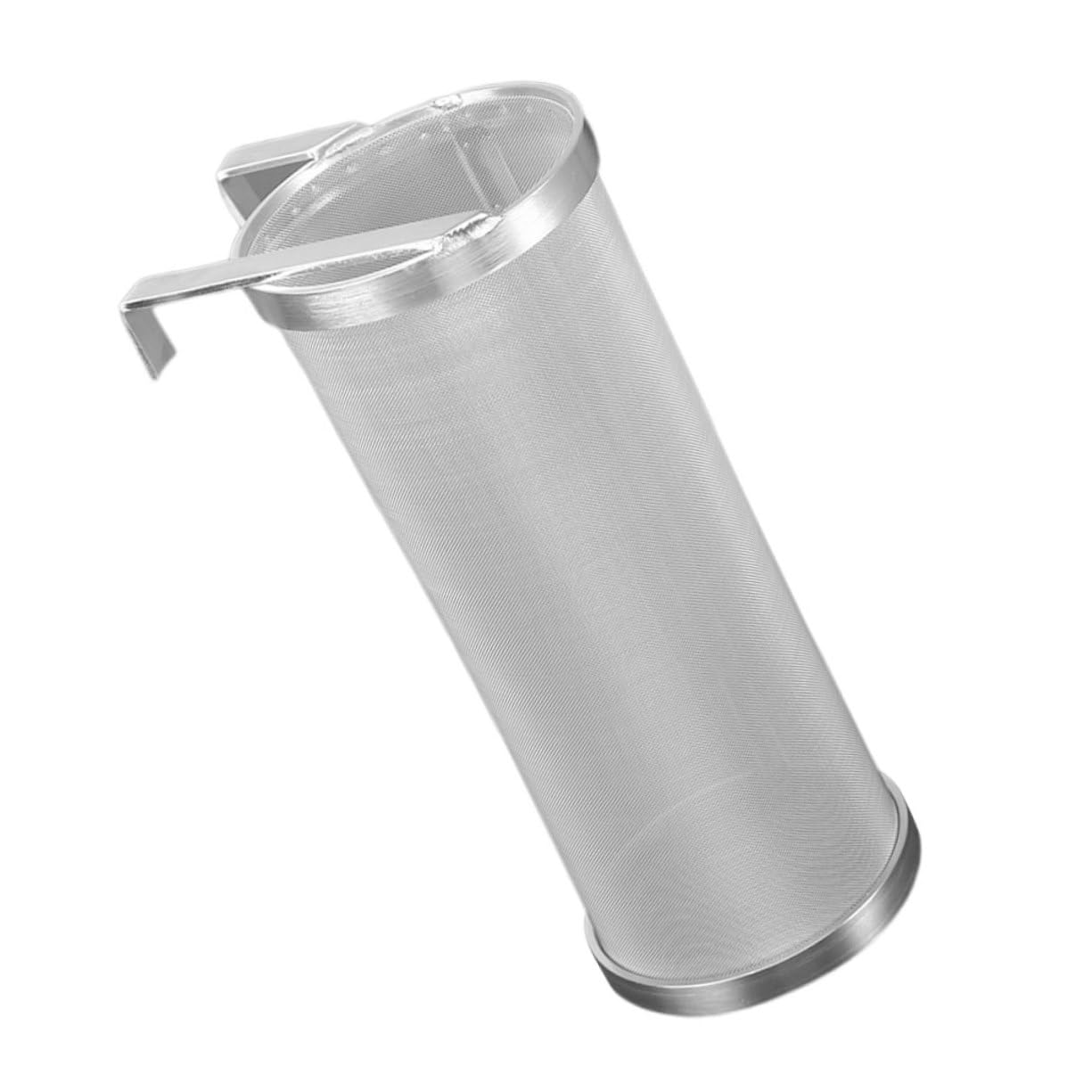 GRIRIW 1Pc Stainless Steel Multi Function Wine Filter Barrel Strainer with Hook for Home Brewing Easy to Use Keeps Hop Bits Your Wine