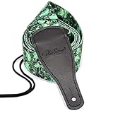 BestSounds Skull Guitar Strap & Genuine Leather Ends Guitar Shoulder Strap ,Suitable For Bass, Electric & Acoustic Guitars (Skull Green)