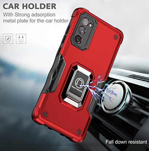 Coque Samsung S20 FE antichoc rouge avec bague rotative 360