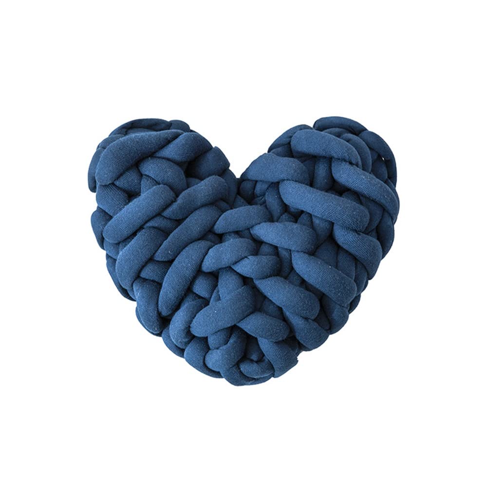 Oreiller Noué en Coeur Coussin Tissé Main en Peluche Douce pour Décoration Salon et Bureau