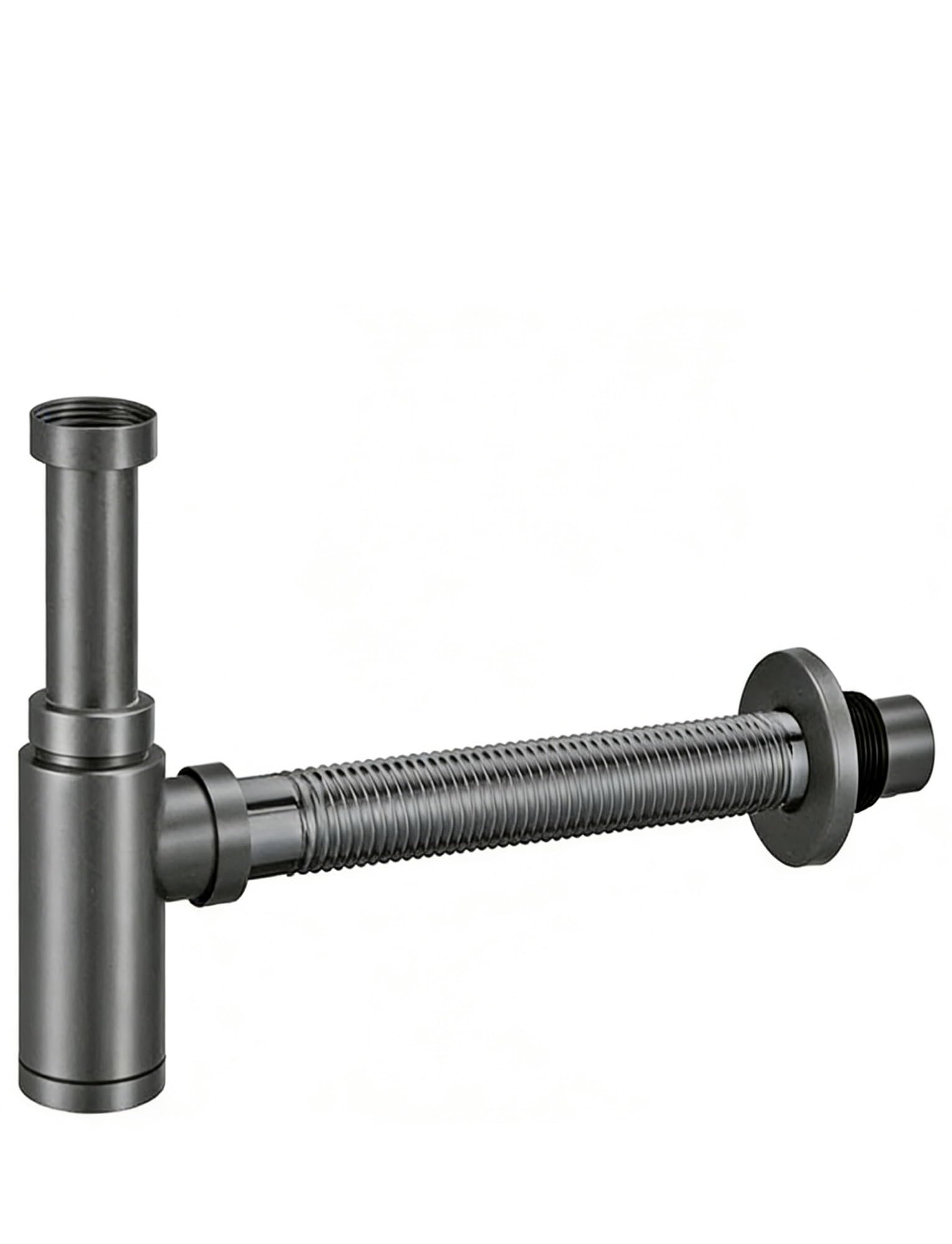 Trampa de acero inoxidable para fregadero de baño, altura ajustable, tubo flexible para desagüe de lavabo