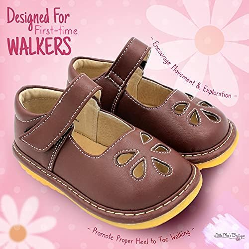 Miniatura 3 de Little Mae's Boutique Mary Jane - Zapatos chirriantes para niñas pequeñas, zapatos ideales para caminar con chirriador extraíble y correa ajustable,
