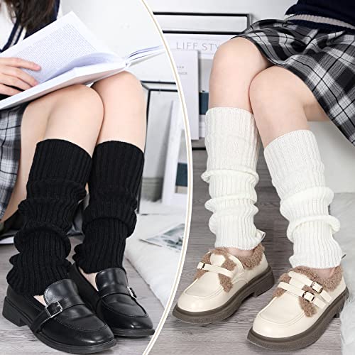 Eurzom 3 Pairs Kawaii Winter Knitted Japanese Style Leg Warmers Knee High Loose Socks Y2k Harajuku Leg Warmers for Girls2