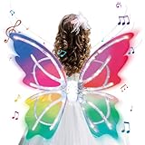 Playhiland Light Up Fairy Wings for Girls - LED Butterfly Wings, Moving Electric Fairy Costume with Music for Kids Halloween Gifts, Birthday Christmas Party Costume Princess Toys for Girls
