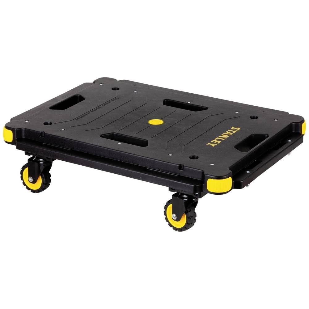 Stanley Plattformwagen PC531 - Tragfähigkeit bis zu 137KG - rutschfeste Plattform - Bewegen und Handhabung - 60 x 45 x 16,7 cm - Schwarz/Gelb