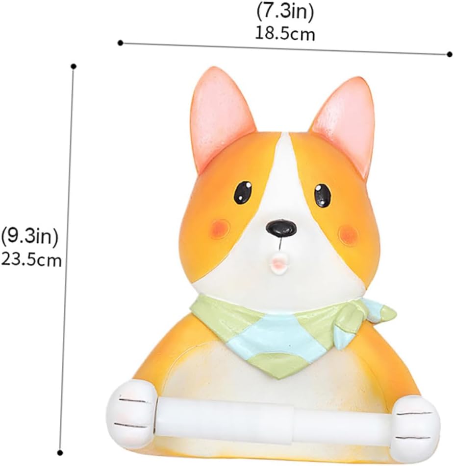Veemoon Cute Corgi Toilet Paper Holder Shelf Wall-Mounted Animal Design Hanging Rack for Bathroom Storage Easy to Use Tissue Roll Organizer with Anti-Fall Feature and Decorative Wall