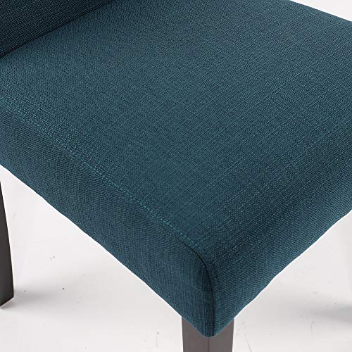 Lssbought Set Of 2 Luxurious Fabric Dining Chairs With Copper Nails And Solid Wood Legs (Teal) #TOP5