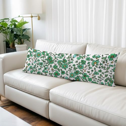 Sage Green Tiny Flowers Pillow Covers 20x54in Decorative Throw Pillow Cover for Couch Farmhouse Botanical Pillowcase Farmhouse Pillow Covers for Sofa Bedroom Lumbar Cushion Cover