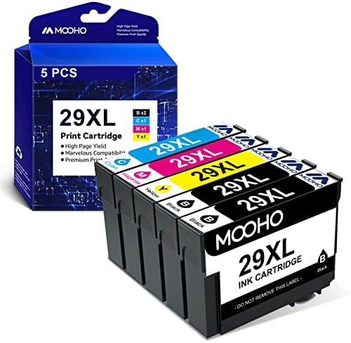 MOOHO 29 29XL Compatible for Epson 29XL Ink Cartridges for Epson Expression Home XP-342 XP-245 XP-335 XP-235 XP-442 XP-355 XP-345 XP-452 XP-455 XP-352 Ink Cartridges (Black Cyan Magenta Yellow,5-Pack)