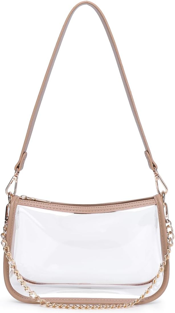 Clear Tote Bag Stadium Approved Clear Purse PVC Handbag Retro Classic Transparent Bag for Concert