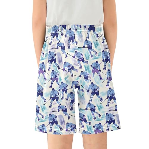 ALAZA Ice Hockey Player Watercolor Stylish Pajama Shorts Sleep Shorts Pant Lounge Pajama Bottoms Elastic Waist with Pockets2