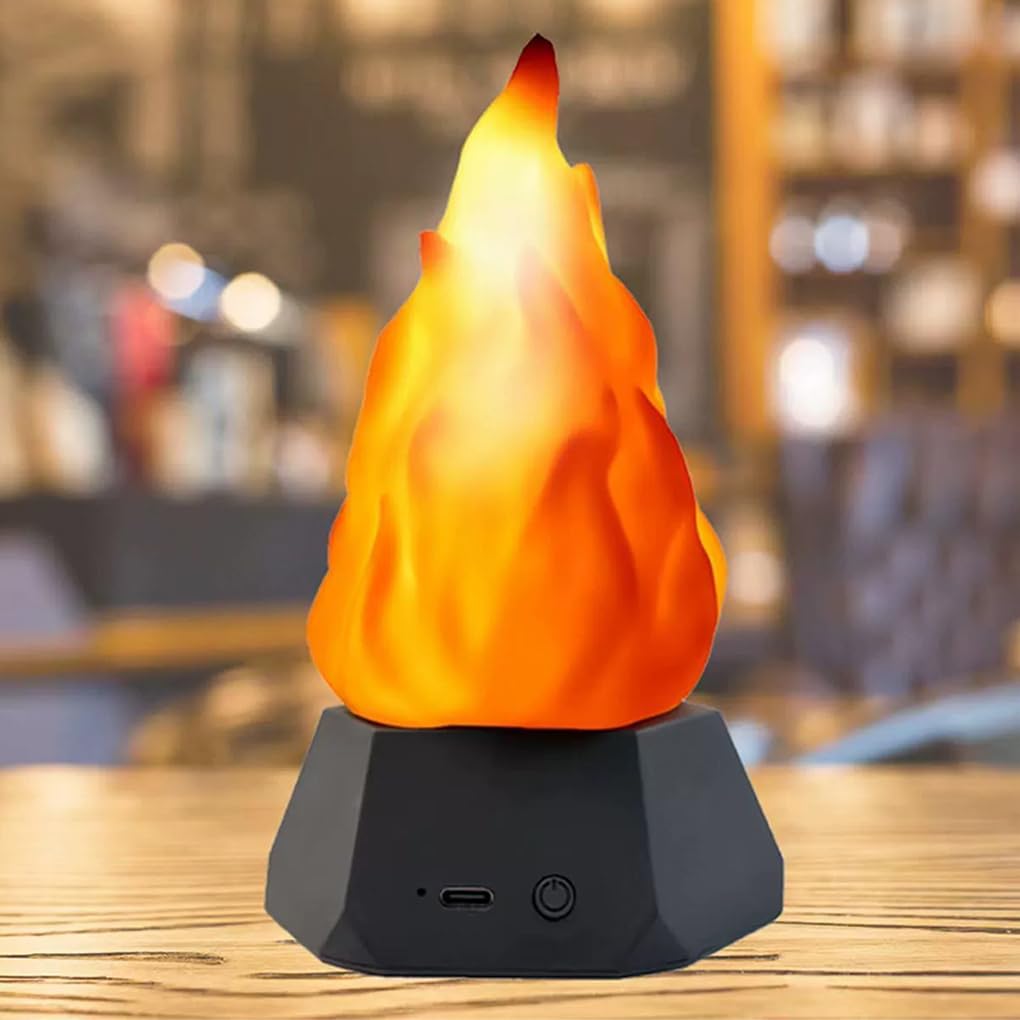 Flammenlampe, wiederaufladbar über USB, Modi, wasserdicht, Flammeneffekt. Geeignet für drinnen und draußen zu Halloween, beim Camping, zu Hause, Schwarz, 4er Pack
