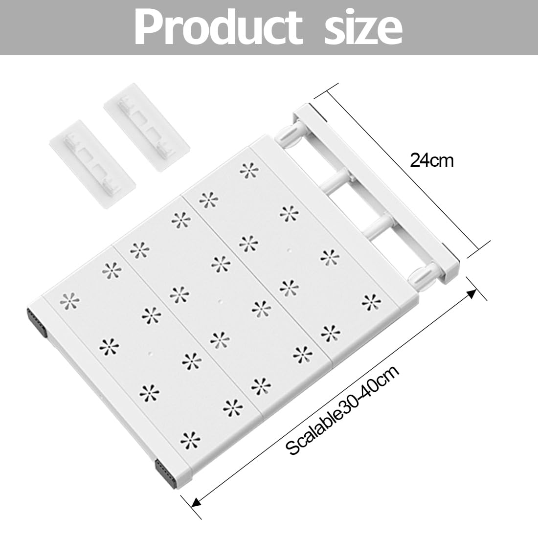 Regulowane półki do szafy, z możliwością rozszerzenia, bez gwoździ, teleskopowy separator do kuchni, łazienki, regał na ubrania (szerokość 24 cm, regulowana długość 30-40 cm)
