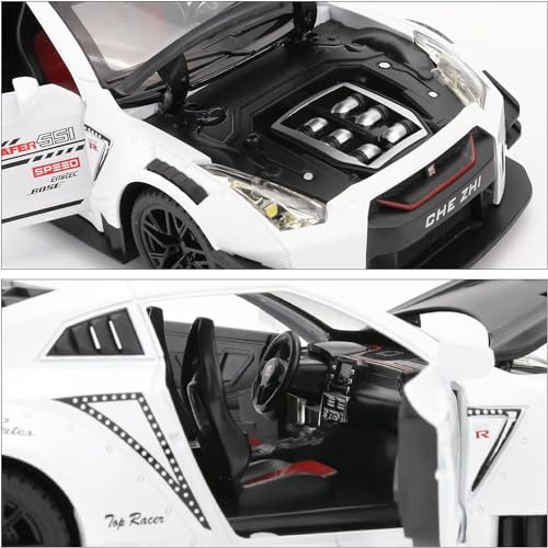 Image of Invite Enterprise 1:24 Scale Compatible For Nissan Gtr Model Car Toy, Zinc Alloy Pull Back Toy Car With Sound And Light For Kids Boy Girl Gift? White-Color ?