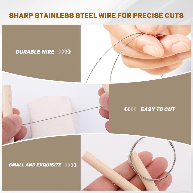 1 Pcs (Large) Cheese Cutter with Wire, Stainless Steel Clay Cutter Tool with Wooden Handle for Pottery Dough Ceramics Sculpting