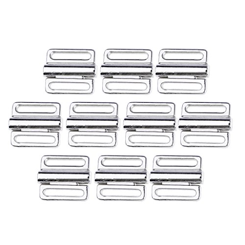 10 Paar Metall BH Clip Bademode Klicker Bikini Vorne Verschluss Schnalle Clips - Silber, 10 mm Cover