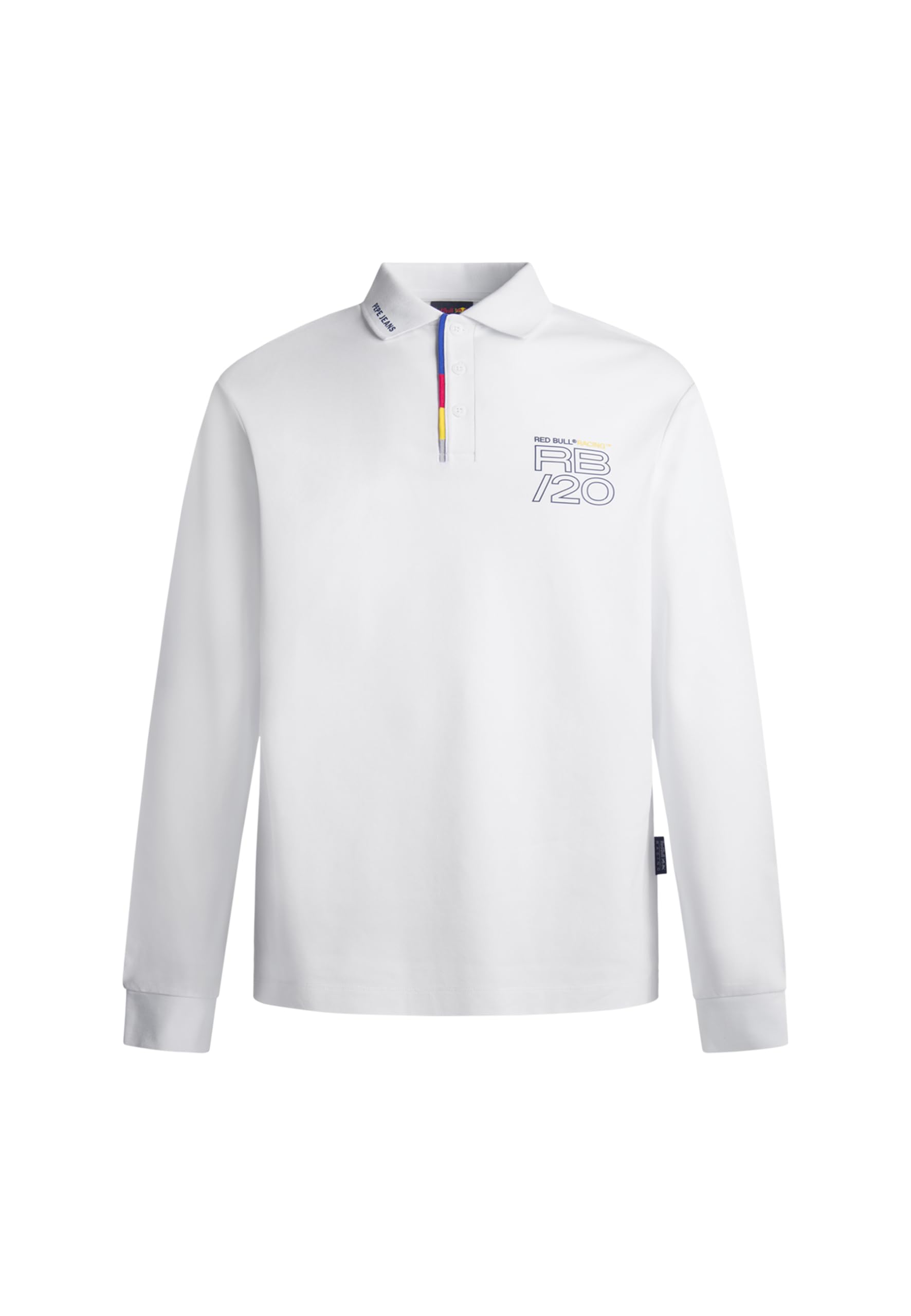 Red Bull Racing X Pepe Jeans Men's RBR Fashion Placket LS Polo Polo, White (White), XXL