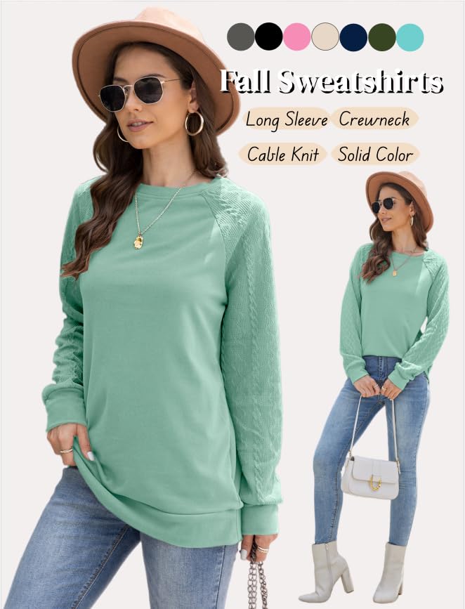 Image of Bluetime Women's Long Sleeve Sweatshirts Fall Crewneck Tunic Tops Casual