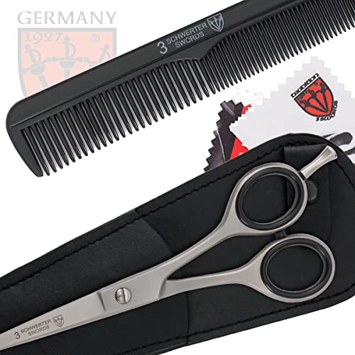 Foto von DREI SCHWERTER - Rostfreie professionelle Haarschere Friseurschere im Etui, NEU mit Kamm und Tuch