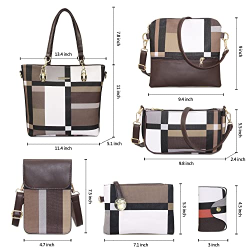 Image of OTMIPIML Purses and Handbags for Women Synthetic Leather Tote Crossbody Bags Satchel Purses Set 6pcs | Set