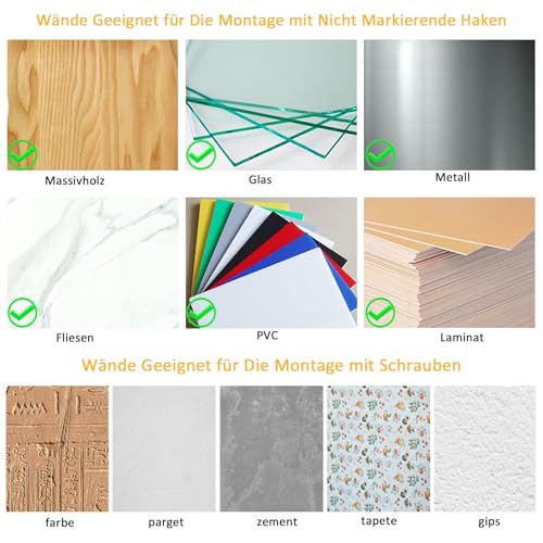 Barra magnetica con coltello, 55 cm, supporto magnetico per coltelli, in legno, per utensili e strumenti - immagine 6