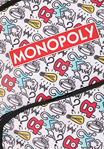 Monopoly Board Game All-Over Printed Backpack, 18" x 12" x 5" Bag, Large Compartment, Zipper Closers, Adjustable Straps4
