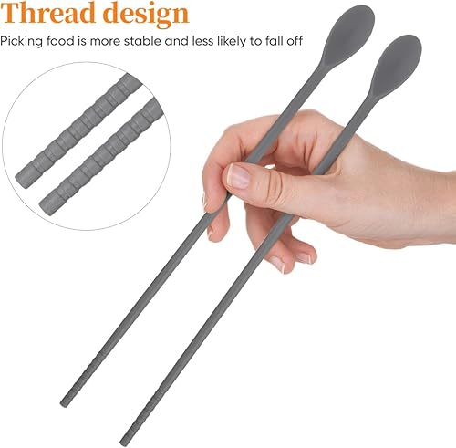 Miniatura 3 de Varilla de agitación integrada de silicona para chuletas y cucharas, mango largo 2 en 1, para café, té helado y postres, utensilios de cocina