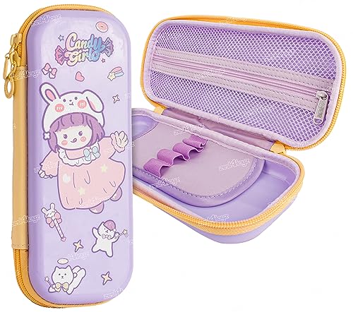 Image of Zest 4 Toyz Pencil Box for Girls Pencil Pouch School Supplies Stationary Items Set Pencil Case Organizer Return Gifts Birthday Party for Kids (Pack of 1 - Candy Girl) Purple
