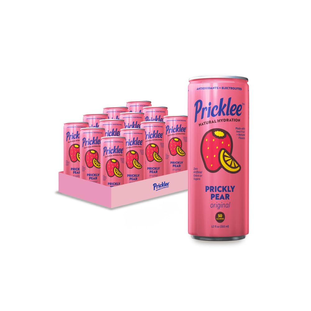 Pricklee Natural Hydration Drink – Prickly Pear – Electrolytes + Antioxidants, Low Sugar, No Artificial Sweeteners – Non-Carbonated, Caffeine-Free –