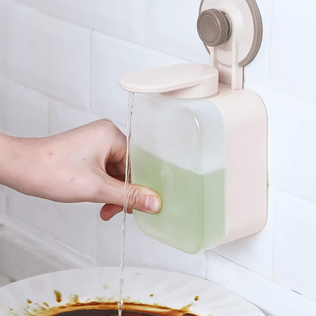 Dispenser di sapone in resina da parete per lavello della cucina e bagno, dispenser di sapone liquido ricaricabile con grande capacità (marrone)
