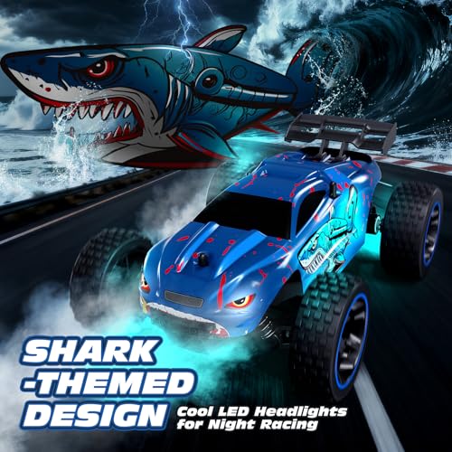 Image of Tecnock RC Cars for Kids, 1:18 Scale 2WD RC Car with USB-C Easy Charging, 2.4GHz Remote Control Car with LED Lights & 50 Mins Playtime, Toys Gifts for Boys & Girls Ages 8-12