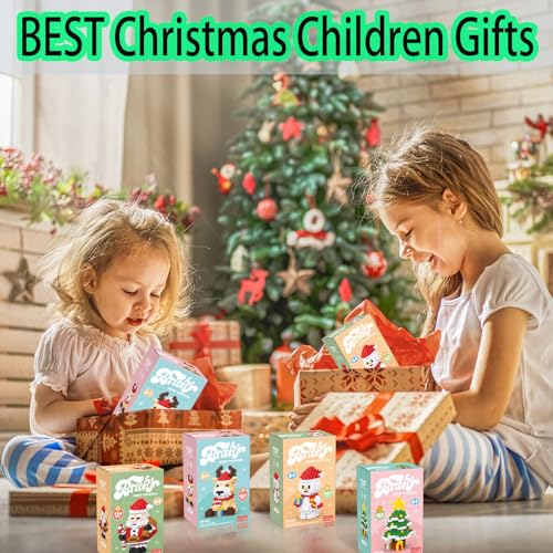 Image of 2023 Building Blocks Christmas Toys Sets 4 in 1 Micro Blocks Stacking Toy New Toys Holiday Present Box New Year Birthday Gifts for Kids 6-12 Years Old Girls and Boys (4IN1)